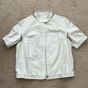 Faux leather white short sleeve jacket